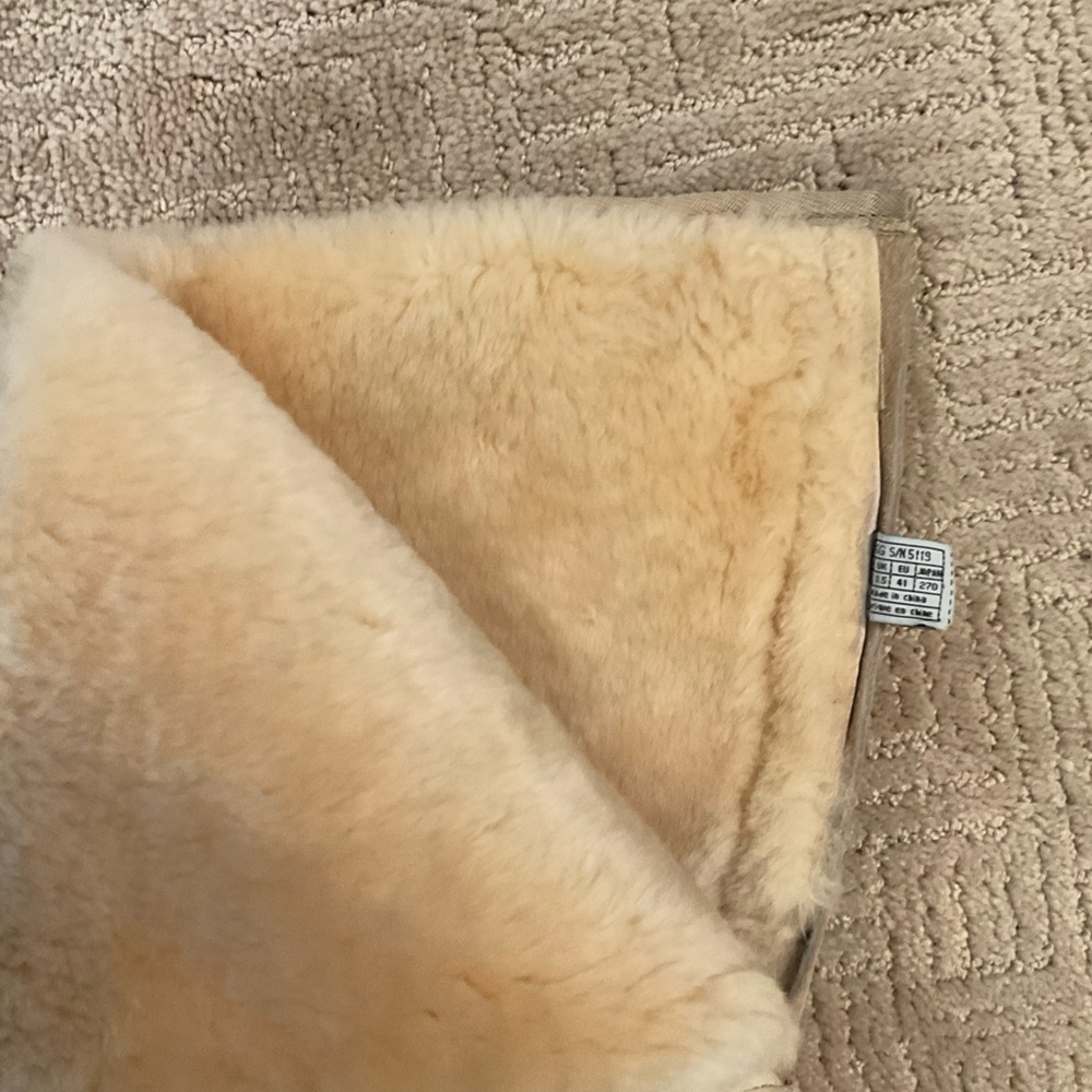 🔸💜 UGG Tall Winter Boots Leather Soft Sheepskin Lined Tan Back Zip Size 10 - Picture 10 of 10